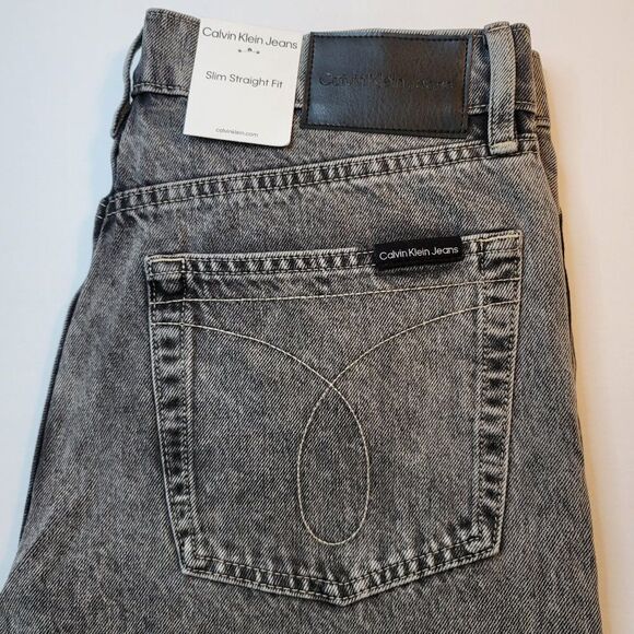 Calvin Klein Men's Slim-Straight Fit Stretch Palmer Grey Jeans - Picture 6 of 7